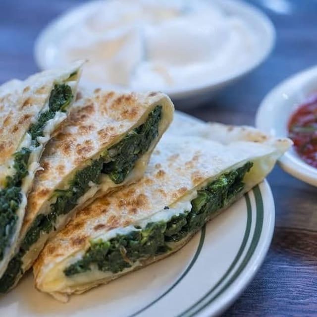 Shrimp & Spinach Quesadilla.