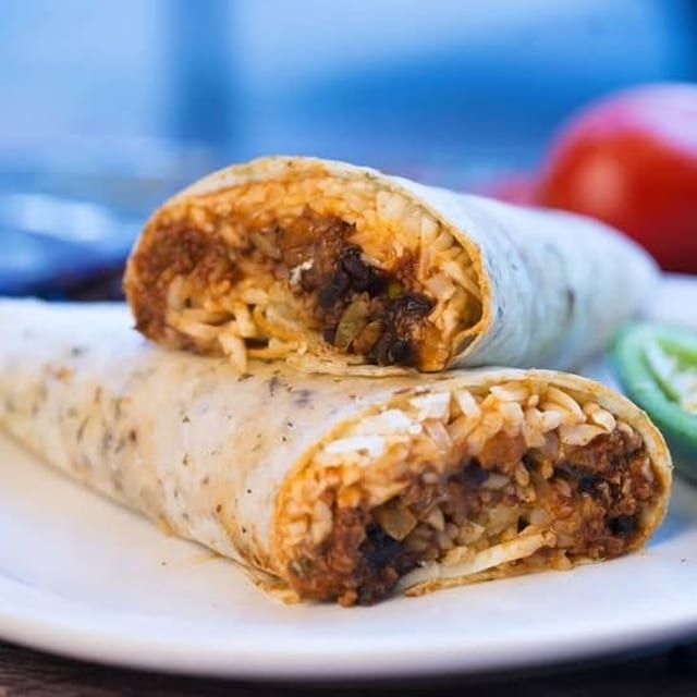 Chili & Beef Picadillo Burrito.